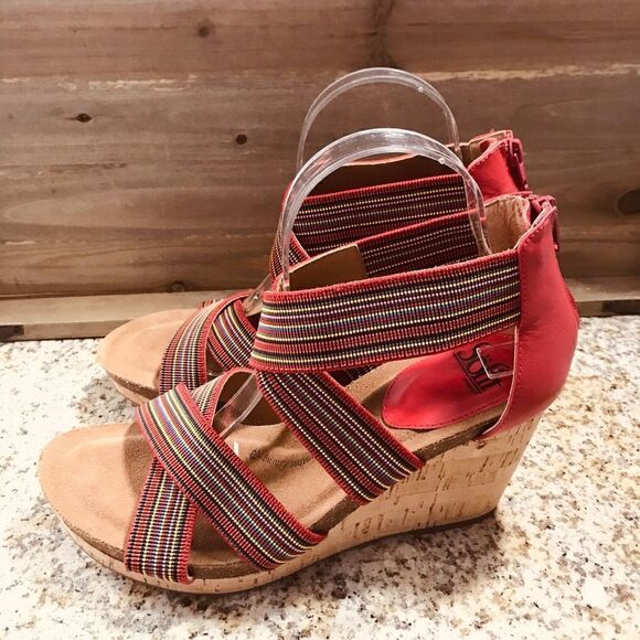 Sofft Red Wedge Sandals  - Picture 1 of 8